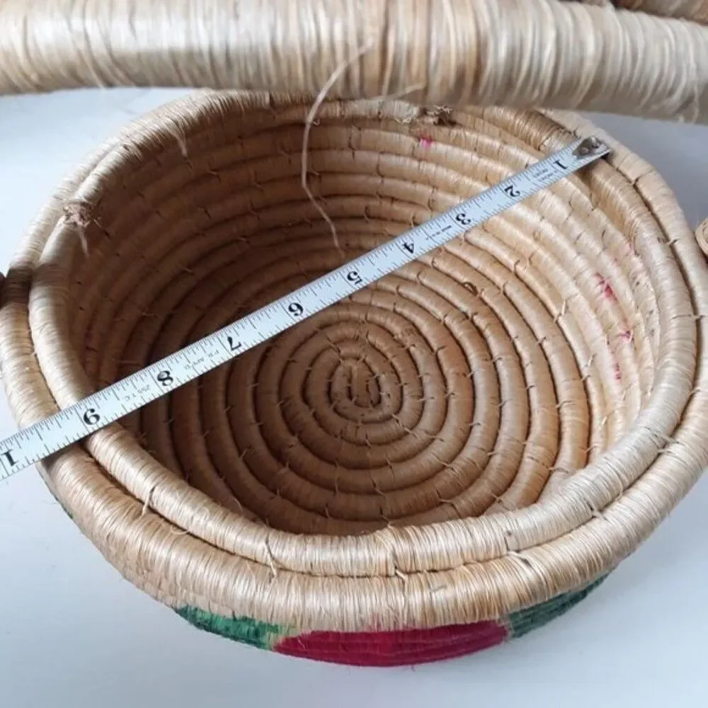 Vintage Large Coil Woven Old Mexican BOHO Style Basket